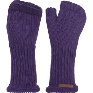 Knit Factory Cleo Gebreide Dames Vingerloze Handschoenen - Handschoenen voor in de herfst & winter - Paarse handschoenen - Polswarmers - Purple - One Size