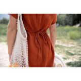 Knit Factory Luna Lang Gebreid Vest Terra - Gebreide dames cardigan - Lang vest tot over de knie - Oranje damesvest gemaakt uit 30% wol en 70% acryl - 36/38