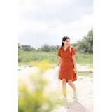 Knit Factory Luna Lang Gebreid Vest Terra - Gebreide dames cardigan - Lang vest tot over de knie - Oranje damesvest gemaakt uit 30% wol en 70% acryl - 36/38