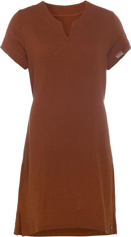 Knit Factory Luna Lang Gebreid Vest Terra - Gebreide dames cardigan - Lang vest tot over de knie - Oranje damesvest gemaakt uit 30% wol en 70% acryl - 36/38