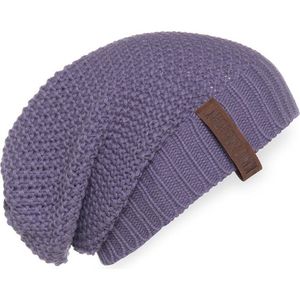 Knit Factory Coco Gebreide Muts Dames - Sloppy Beanie hat - Violet - Warme paarse Wintermuts - One Size