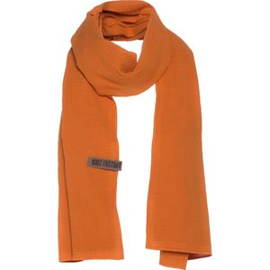 Knit Factory Liv Sjaal Dames - Katoenen sjaal - Langwerpige sjaal - Rode zomersjaal - Dames sjaal - Roest - 200x40 cm - Duurzaam & Milieuvriendelijk - 100% Biologisch katoen