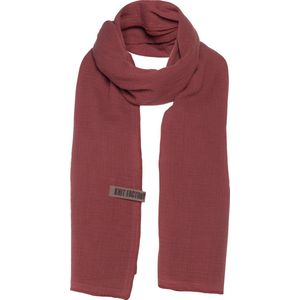 Knit Factory Liv Sjaal Dames - Katoenen sjaal - Langwerpige sjaal - Rode zomersjaal - Dames sjaal - Stone Red - 200x40 cm - Duurzaam & Milieuvriendelijk - 100% Biologisch katoen