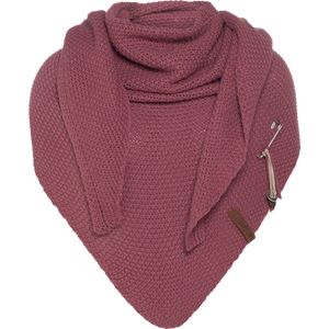 Knit Factory Coco Gebreide Omslagdoek - Driehoek Sjaal Dames - Dames sjaal - Wintersjaal - Stola - Wollen sjaal - Rode sjaal - Stone Red - 190x85 cm - Inclusief sierspeld