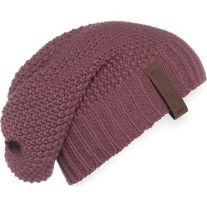 Knit Factory Coco Gebreide Muts Heren & Dames - Sloppy Beanie hat - Stone Red - Warme rode Wintermuts - Unisex - One Size