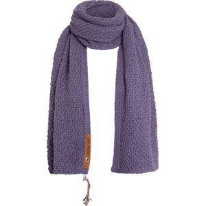 Knit Factory Luna Gebreide Sjaal Dames - Langwerpige sjaal - Ronde sjaal - Colsjaal - Omslagdoek - Violet - Paars - 200x50 cm - Inclusief sierspeld
