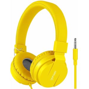iPad Koptelefoon Kinderen - Hoofdtelefoon Kids Verstelbaar - On-Ear Volumebegrenzing - Geel