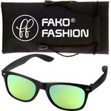 Fako Fashion® - Zonnebril - Mat Zwart - Spiegel Goud