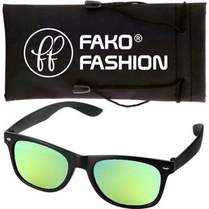 Fako Fashion® - Zonnebril - Mat Zwart - Spiegel Goud