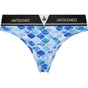 Untouched - String Dames - Thong dames - Lingerie dames - Opvallende Fotoprint: Arabic Blue - Maat: M