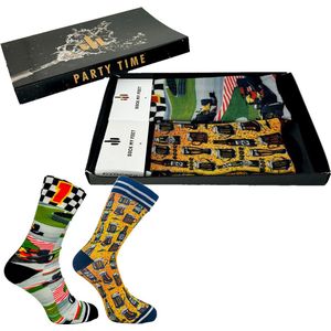 Sock My Feet geschenkdoos sokken heren 39 42 - cadeau voor man - duurzaam - naadloos - Formule 1 Beer