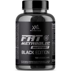 XXL Nutrition - Fat Metabolic Support Black Edition - Vet Verbranden, Afvallen, Fat Burner, Dieet, Vetverbrander, Gewichtsverlies - Cafeïne, Hydroxyctric Acid & EnXtra - 120 Veggiecaps: Vegan Capsules