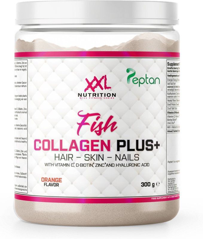 XXL Nutrition - Fish Collagen Plus+ - Viscollageen Poeder - Oranje - 300 Gram