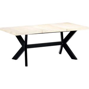 VidaXL Eettafel 180x90x75 cm Massief Mangohout Wit