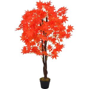Kunstplant - Esdoorn - Bruin en Rood - Kunststof en Polyester - Hoogte 120 cm