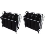 vidaXL Wassorteerders - Zwart en Grijs - Staal en Kunststof - 2 Stuks