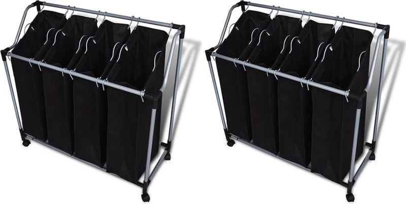 vidaXL Wassorteerders - Zwart en Grijs - Staal en Kunststof - 2 Stuks