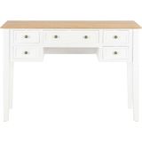 vidaXL - Schrijftafel - Wit - MDF en Grenenhout - 5 Lades