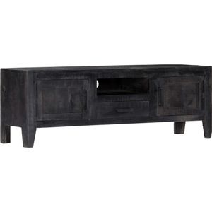 vidaXL TV-Schrank Schwarz 118x30x40 cm Massivholz Mango