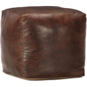Poufs&Pillows Vierkante lederen poef XL, handgemaakt, gevuld geleverd