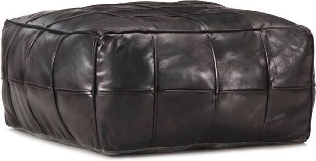 Pouf Schwarz 60 x 60 x 30 cm Echtes Ziegenleder Vidaxl