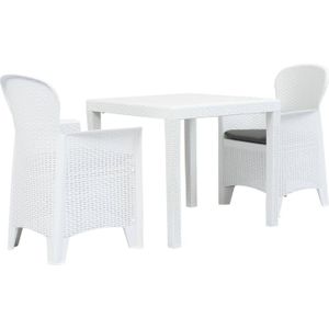 VidaXL 3-delige Bistroset Rattan-Look Kunststof Wit