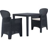 vidaXL 3-delige Tuinset rattan-look kunststof antraciet