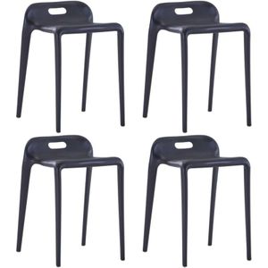 Vidaxl - Stapelbare Hocker 4 Stk. Schwarz Kunststoff
