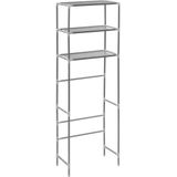 vidaXL Opbergrek voor boven toilet 3-laags 53x28x169 cm zilverkleurig - Roestvrij staal 282464