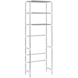 vidaXL Opbergrek voor boven toilet 3-laags 53x28x169 cm zilverkleurig - Roestvrij staal 282464