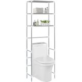vidaXL Opbergrek voor boven toilet 3-laags 53x28x169 cm zilverkleurig - Roestvrij staal 282464