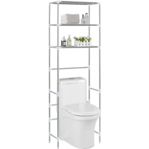 Toilettenregal 3 Ablagen Silbern 53x28x169 cm Vidaxl