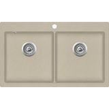 vidaXL Gootsteen dubbele bakken graniet beige