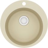 vidaXL Gootsteen enkele bak rond graniet beige