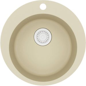 Gootsteen enkele bak rond graniet beige