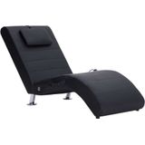 VidaXL-Massage-chaise-longue-met-kussen-kunstleer-zwart