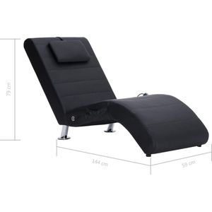 VidaXL-Massage-chaise-longue-met-kussen-kunstleer-zwart
