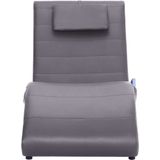 vidaXL Massage chaise longue met kussen kunstleer grijs - 281288