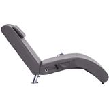 vidaXL Massage chaise longue met kussen kunstleer grijs - 281288