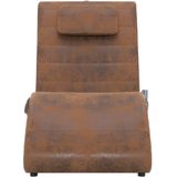 vidaXL Massage chaise longue met kussen kunstsuède bruin