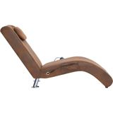 vidaXL Massage chaise longue met kussen kunstsuède bruin