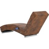 vidaXL Massage Chaise Longue Kunstsuède Bruin - Luxe Relaxstoel