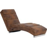 vidaXL Massage Chaise Longue Kunstsuède Bruin - Luxe Relaxstoel