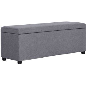 vidaXL Bankje - Lichtgrijs - Polyester - Met Opbergvak