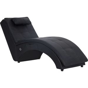 vidaXL-Massage-chaise-longue-met-kussen-kunstleer-zwart