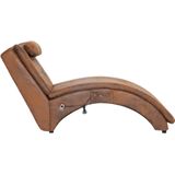 VidaXL Massage Chaise Longue met Kussen Kunstsuède Bruin