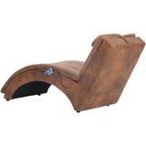 VidaXL Massage Chaise Longue met Kussen Kunstsuède Bruin