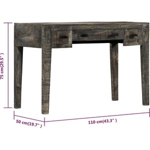 vidaXL-Bureau-110x50x75-cm-massief-mangohout-zwart