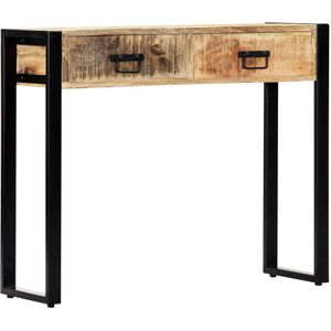 vidaXL Wandtafel - Massief Mangohout - 90x30x75 cm - 2 Lades