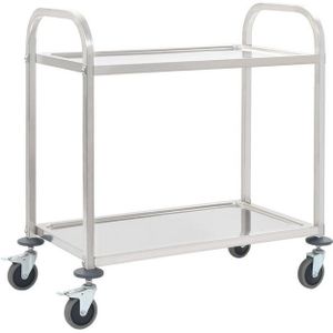 vidaXL 2-Stufiger Servierwagen 96,5 x 55 x 90 cm Edelstahl